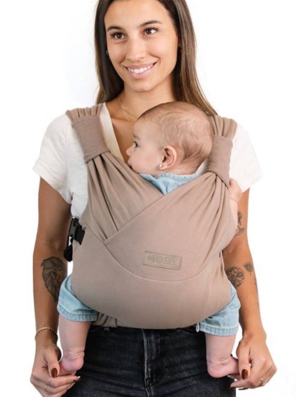 Moby Taupe Baby Hands-Free Comfort NWOT